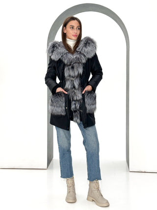 Genuine Silver Fox Fur Rabbit Fur Insulated Parka - By Baano