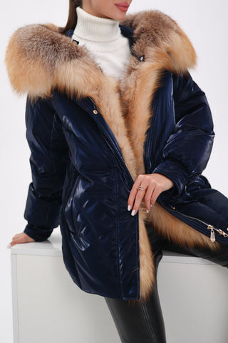 Genuine Red Fox Premium Down Fill Vinyl Parka - By Baano