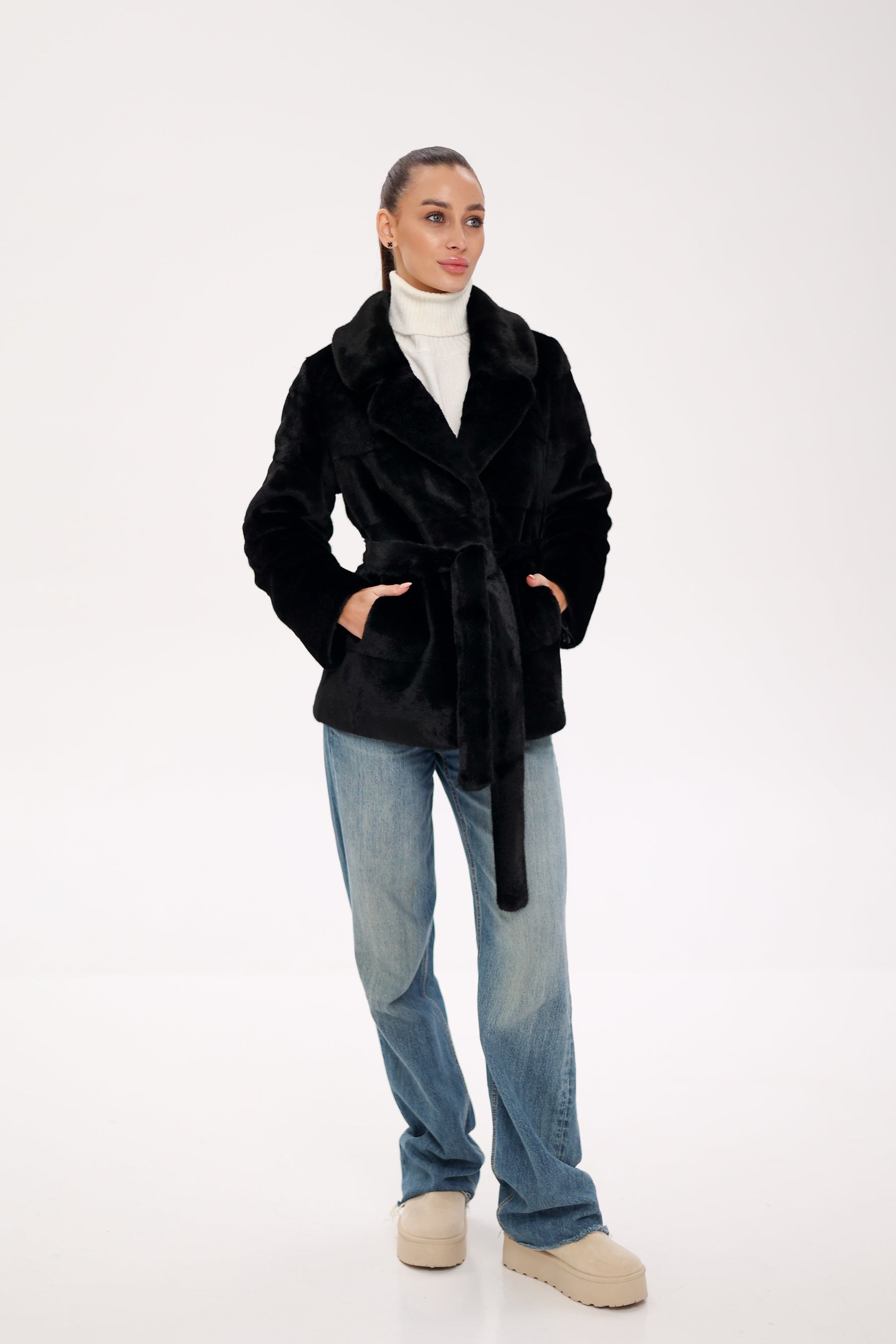 Faux Mink Effect Fur Coat