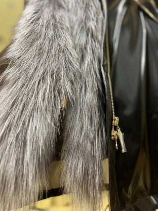 Genuine Silver Fox Fully Lined Hood Rabbit Insulated Parka - By Baano