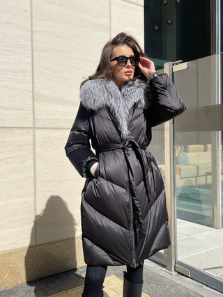 Amandine Genuine Silver Fox Down Parka - By Baano