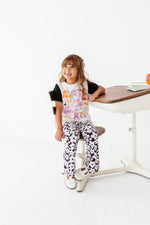 Retro Black and White Floral Flares - By Baano