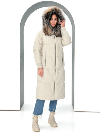 Alice Genuine Silver Fox Down Fill Coat - By Baano