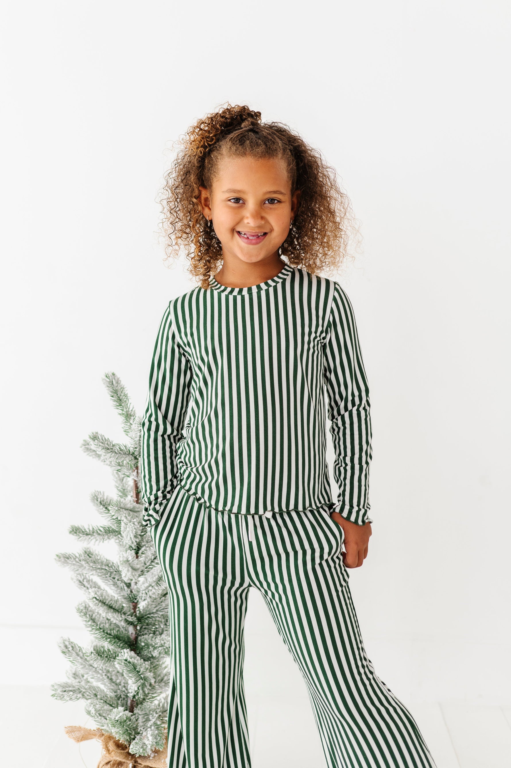 Green Stripes | GIRLS WIDE-LEG SET - By Baano