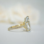 5.0ct Pear Cut Moissanite Three Row Pavè Lab Diamond Engagement Ring Ring Deluxe Fine Jewelry