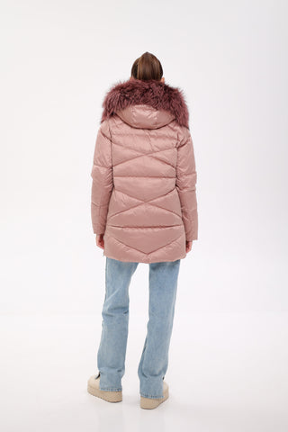 Genuine Silver Fox Fur Trim Down Insulated Parka - By Baano