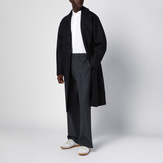 Anthracite Grey Single-Breasted Wool Coat - By Baano