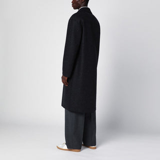 Anthracite Grey Single-Breasted Wool Coat - By Baano