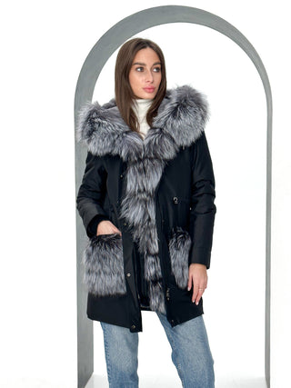 Genuine Silver Fox Fur Rabbit Fur Insulated Parka - By Baano