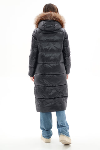 Genuine Silver Fox Fur Alternative Down Fill Coat - By Baano