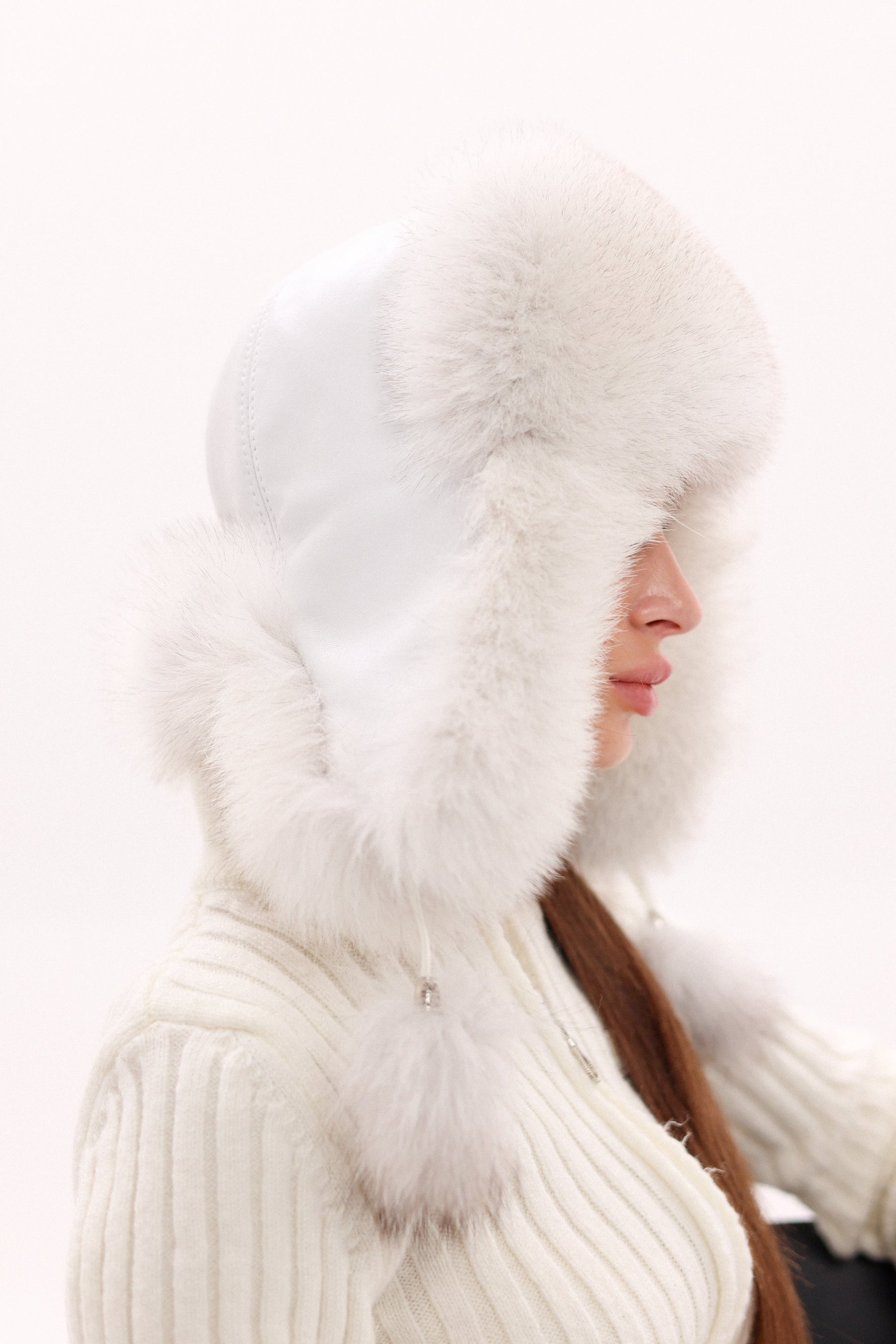 Genuine Arctic Fox Fur Genuine Leather Hat