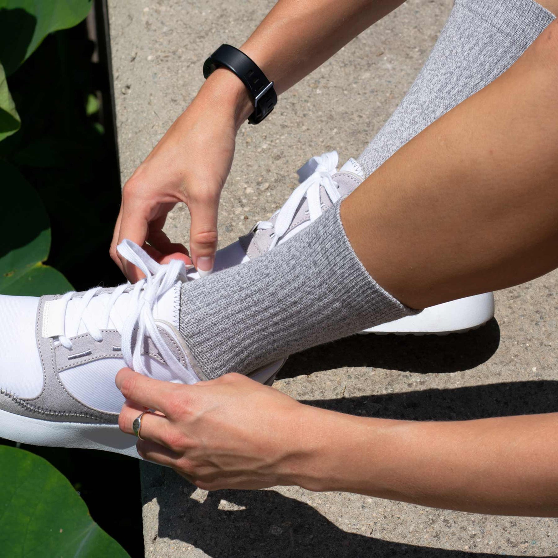 Combed Cotton Crew Socks - Heather Grey