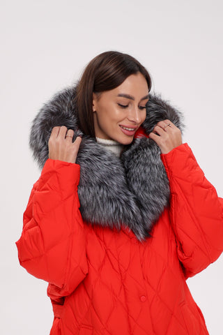 Genuine Silver Fox Down Fill Hooded Parka - By Baano