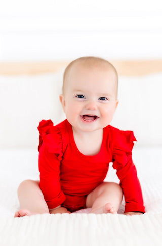 Red L/S Flutter Bodysuit - By Baano