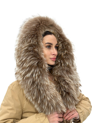Genuine Silver Fur Trim Parka with Rabbit Fur Insulation - By Baano