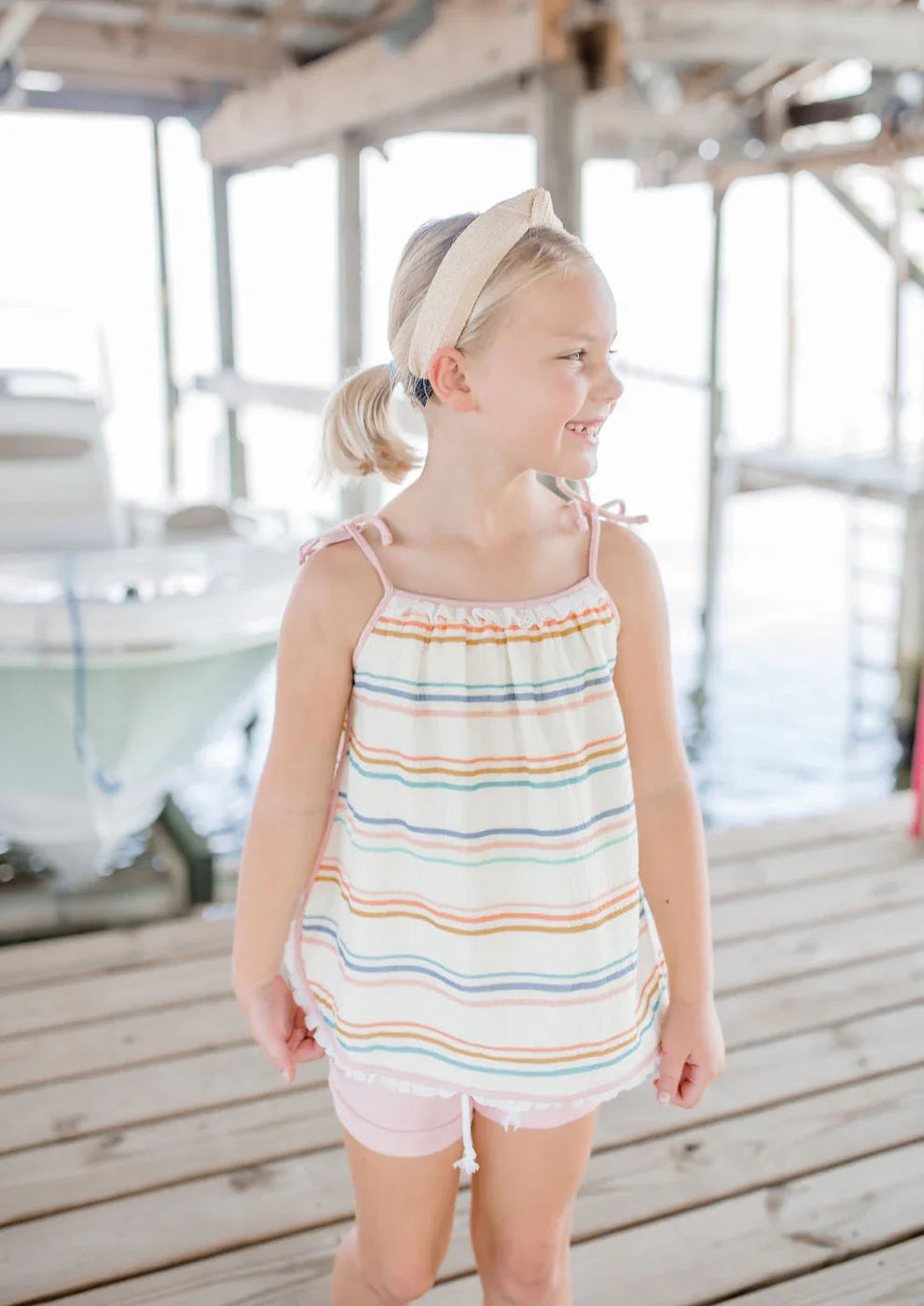 Girls Coastal Stripe Tank Top Set - By Baano