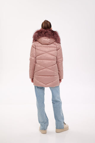 Genuine Silver Fox Fur Trim Down Insulated Parka - By Baano