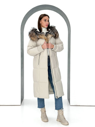 Alice Genuine Silver Fox Down Fill Coat - By Baano
