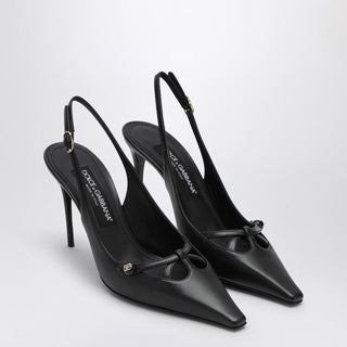 Black Leather Slingback Décolleté - By Baano