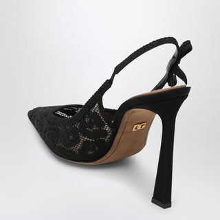 Black Lace Slingback With Rhinestones - By Baano