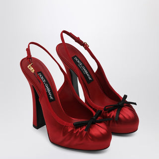 Red Satin High Slingback - By Baano