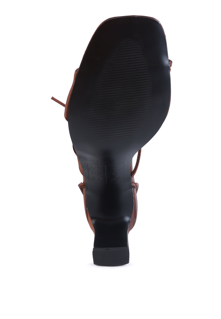 Chasm Satin Ruched Strap Tie Up Sandals