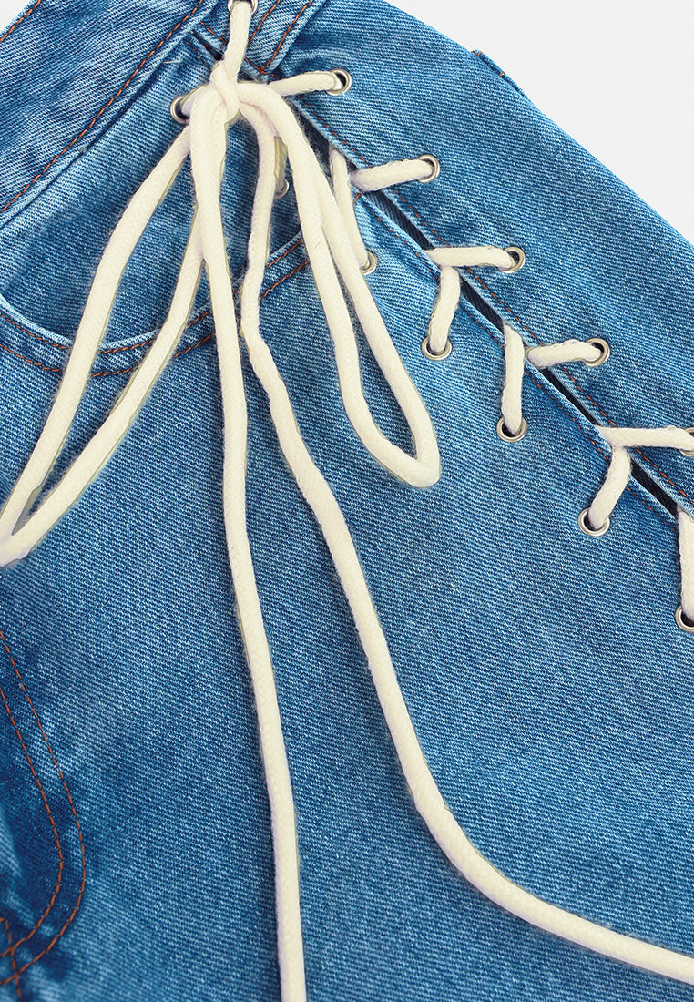Lace Up Denim Trousers