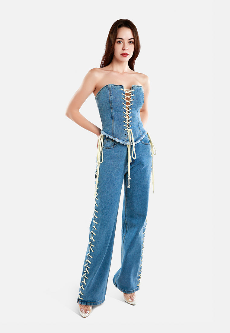 Lace Up Denim Trousers