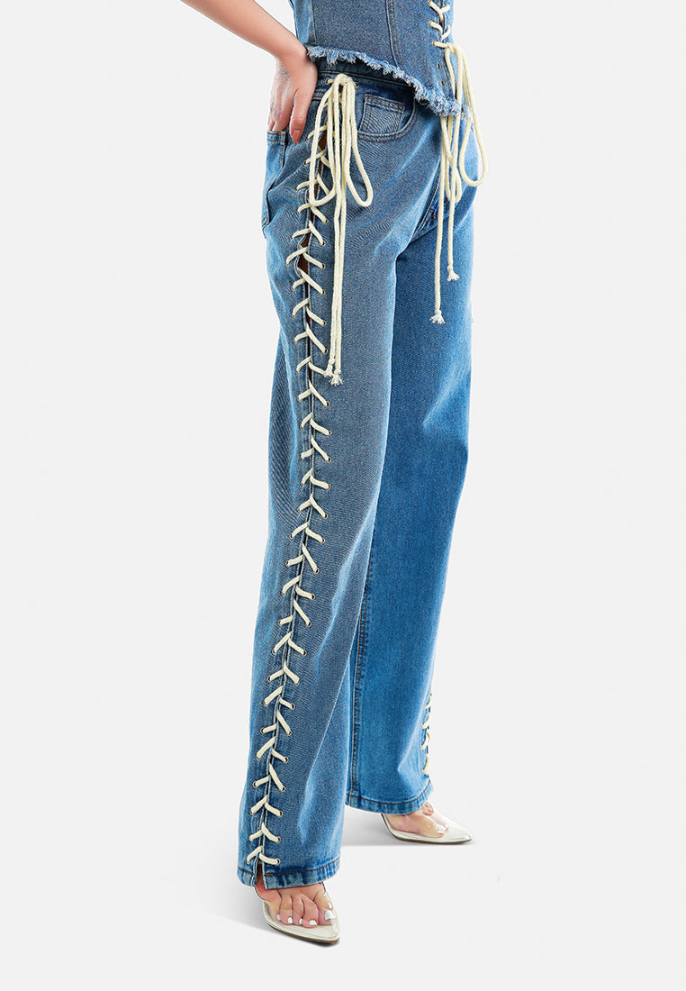 Lace Up Denim Trousers