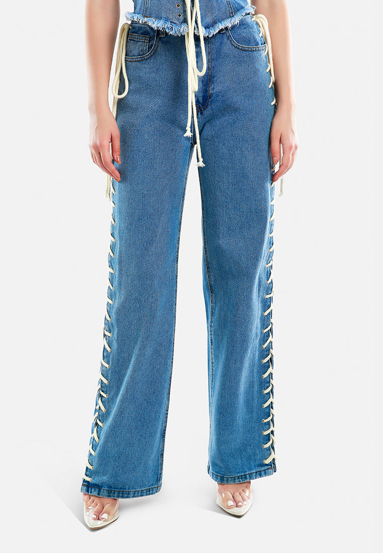 Lace Up Denim Trousers