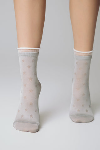 Conte Socks Classic - 491 Glossy Pattern and Decorative Transparent Mesh - By Baano