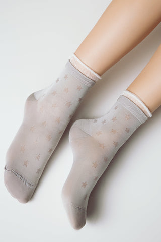 Conte Socks Classic - 491 Glossy Pattern and Decorative Transparent Mesh - By Baano