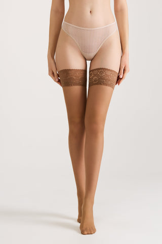 Stockings Conte Class 12 Den - Silicone Lace Top - By Baano