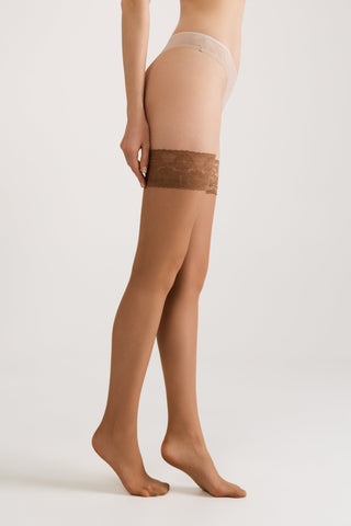 Stockings Conte Class 20 Den - Silicone Lace Top - By Baano