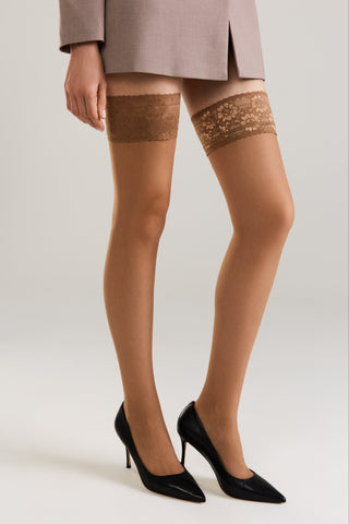 Stockings Conte Class 20 Den - Silicone Lace Top - By Baano