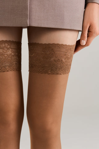 Stockings Conte Class 12 Den - Silicone Lace Top - By Baano