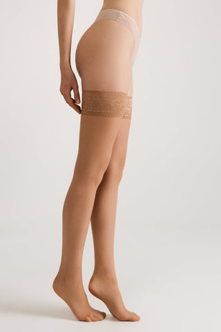 Stockings Conte Class 12 Den - Silicone Lace Top - By Baano