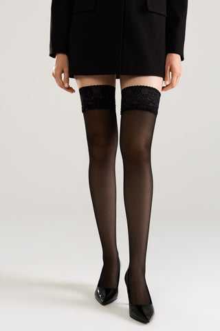 Stockings Conte Class 12 Den - Silicone Lace Top - By Baano