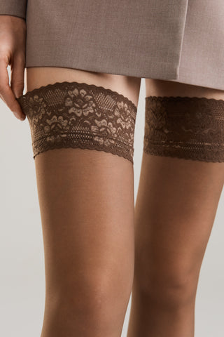 Stockings Conte Class 12 Den - Silicone Lace Top - By Baano