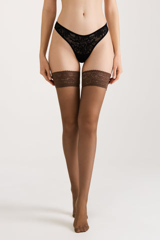 Stockings Conte Class 20 Den - Silicone Lace Top - By Baano