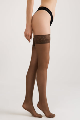 Stockings Conte Class 40 Den - Silicone Lace Top - By Baano