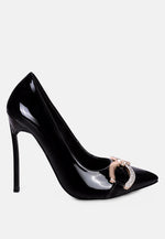 Cocktail Buckle Embellished Stiletto Pump Shoes London Rag International