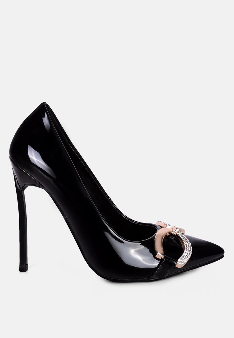 Cocktail Buckle Embellished Stiletto Pump Shoes London Rag International