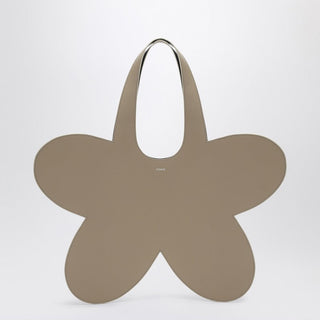 Flower Beige Leather Tote Bag - By Baano
