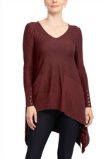 Cupio V - Neck Long Sleeve High Low Hem Top - Glamourous Grace