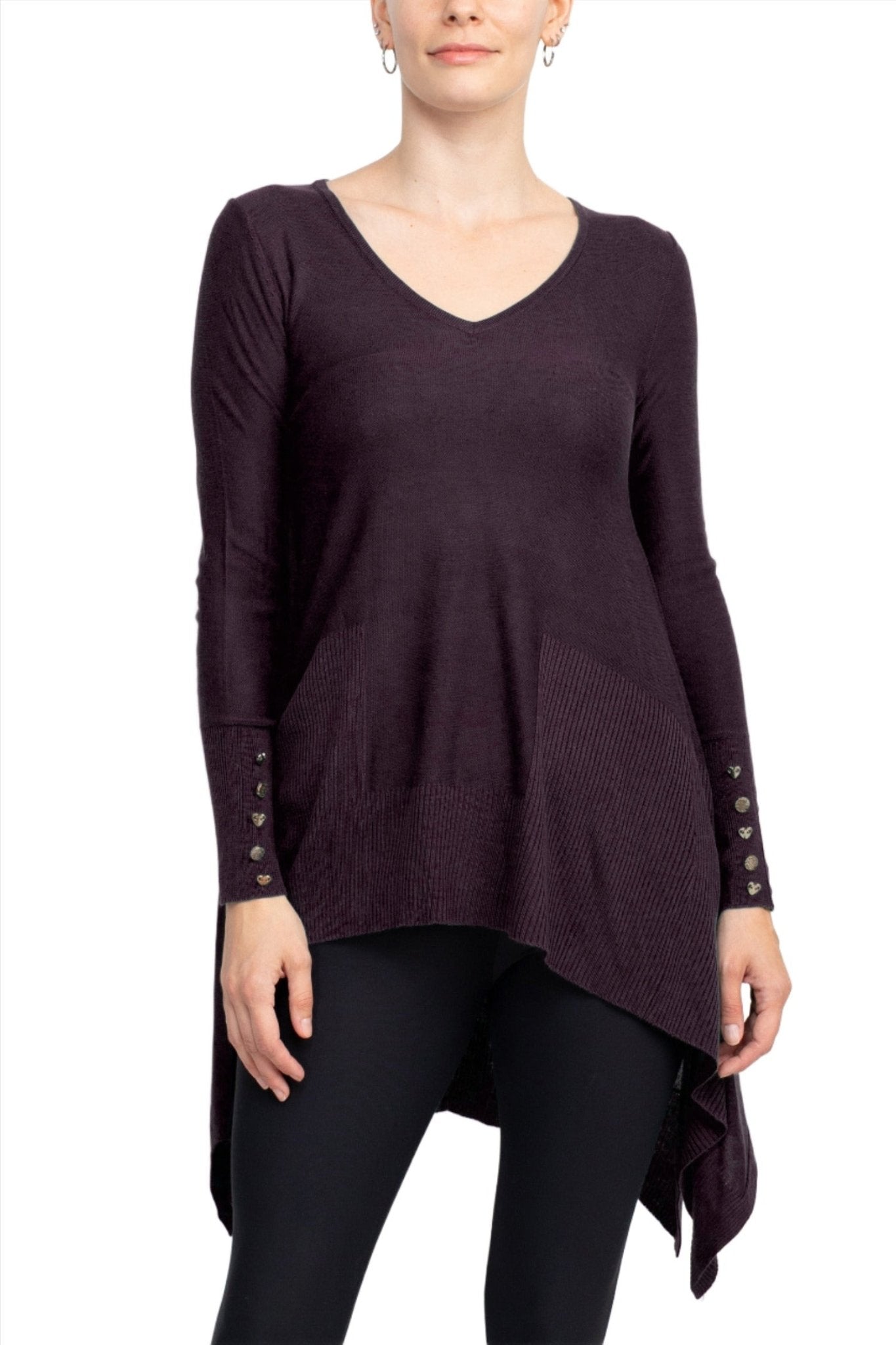 Cupio V - Neck Long Sleeve High Low Hem Top - Glamourous Grace