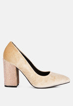 Cyber-Girl Rhinestone Block Heeled Pumps London Rag International