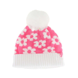 KIDS Daisy Faux Fur Pom C.C Beanie