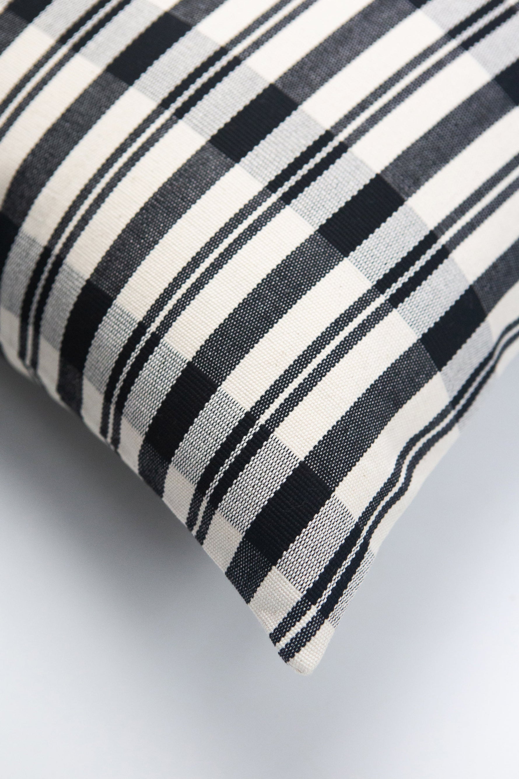 Cecilia Black and Ivory Striped Plaid Pillow