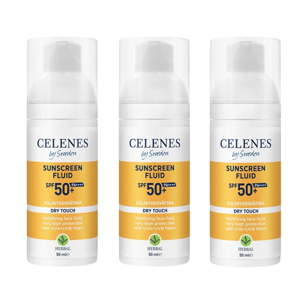 Celenes by Sweden Herbal Sunscreen Dry Touch Fluid Spf 50 50 ml / 1.7 fl oz -3 Pack Chivela